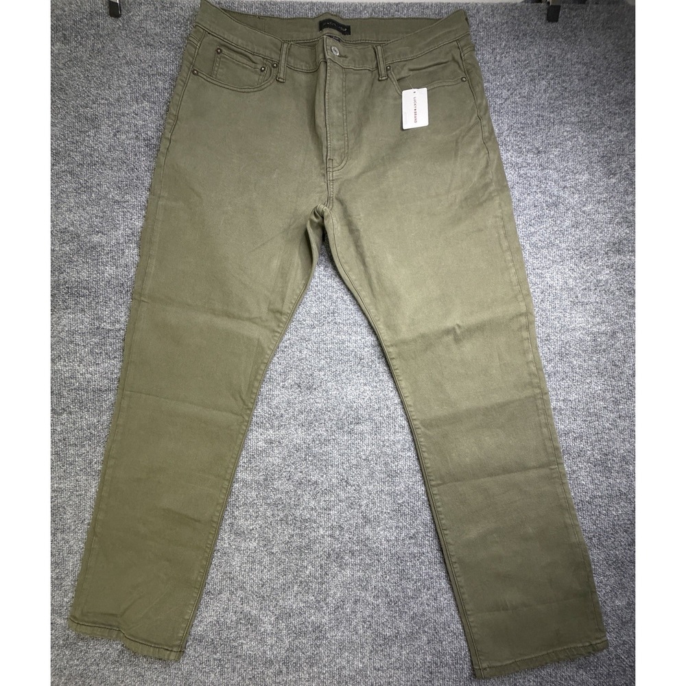 New Lucky Brand Straight Jeans Mens 38x32 Green Spring Olive Denim‎